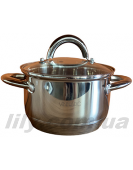5046 Каструля з нержавіючої сталі 4,6л семишарове дно(22х12.5cm) Vinarc