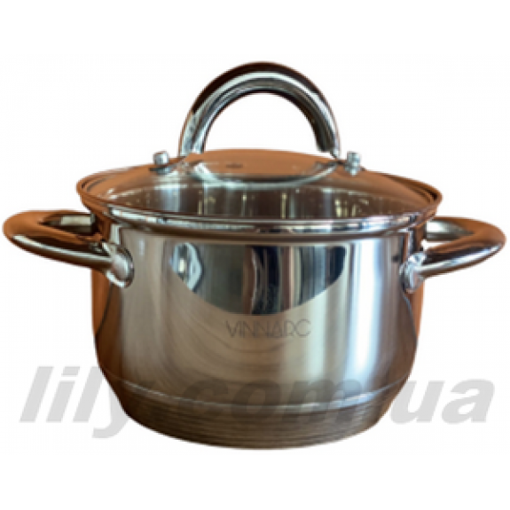 5046 Каструля з нержавіючої сталі 4,6л семишарове дно(22х12.5cm) Vinarc