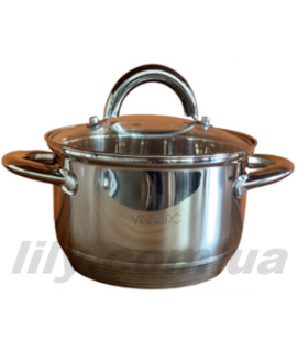 5026 Каструля з нержавіючої сталі 2,6л семишарове дно(18х10.5cm) Vinarc