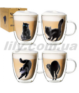 201-21 Чашка з подвійною стінкою 400мл Black cat