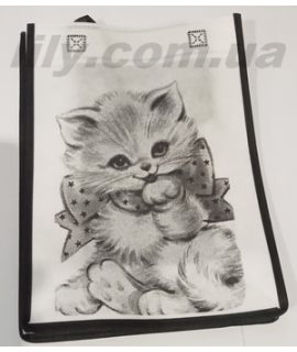 500135 Еко сумка мінi сіра без замка 22х29см дівчина,котик